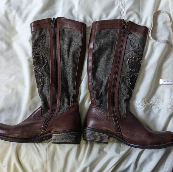 Replay sz40 (size 9)  zipper dragon embroidered canvas zipper riding boots VGUC - Picture 8 of 9